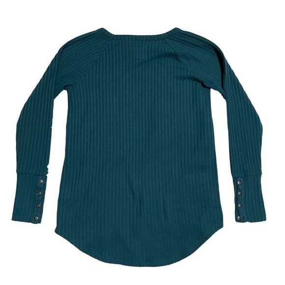 Chaser Thermal Knit Waffle Long Sleeve Top S Teal - Picture 4 of 12